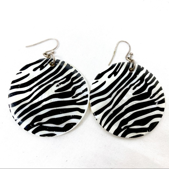 Vintage abalone zebra stripes earrings circle